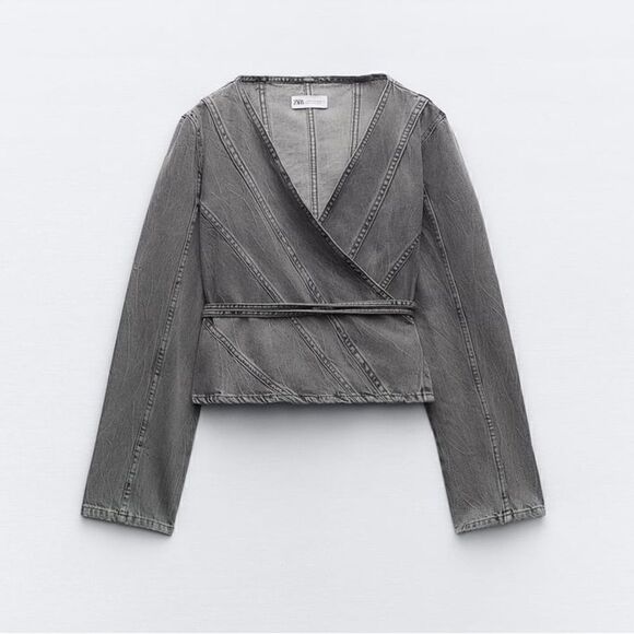 ZARA WRAP FRONT TRF DENIM SHIRT - Picture 6 of 6